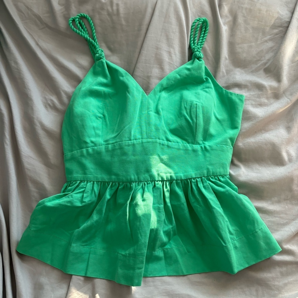 Lilly Pulitzer Green Babydoll Cord Open Back Top - Picture 1 of 6